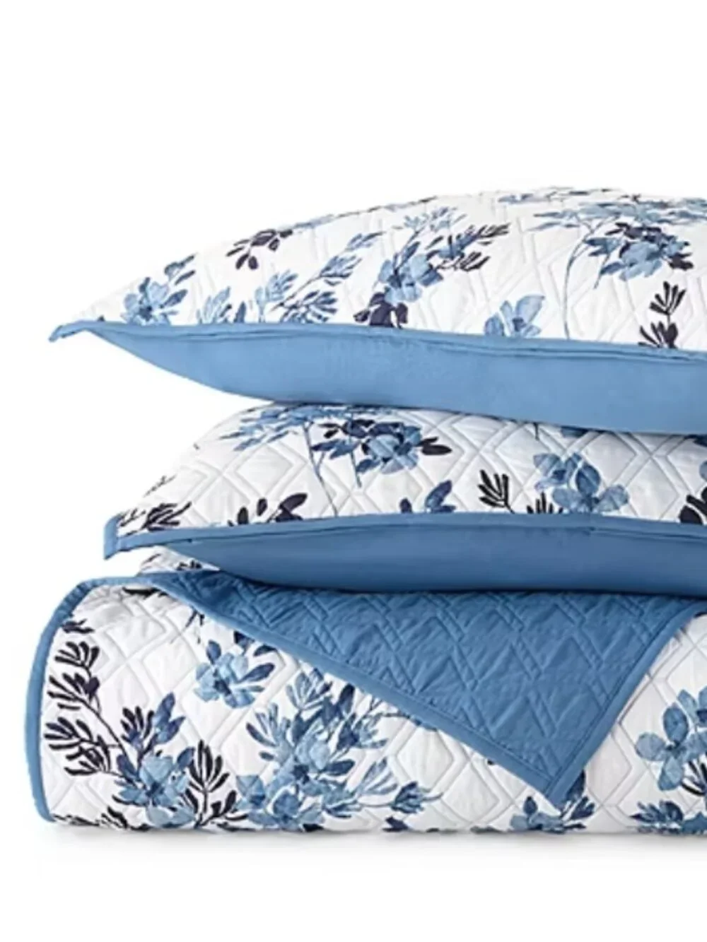 Blue and White King Floral Quilt Reversable by Home Expressions Madeline